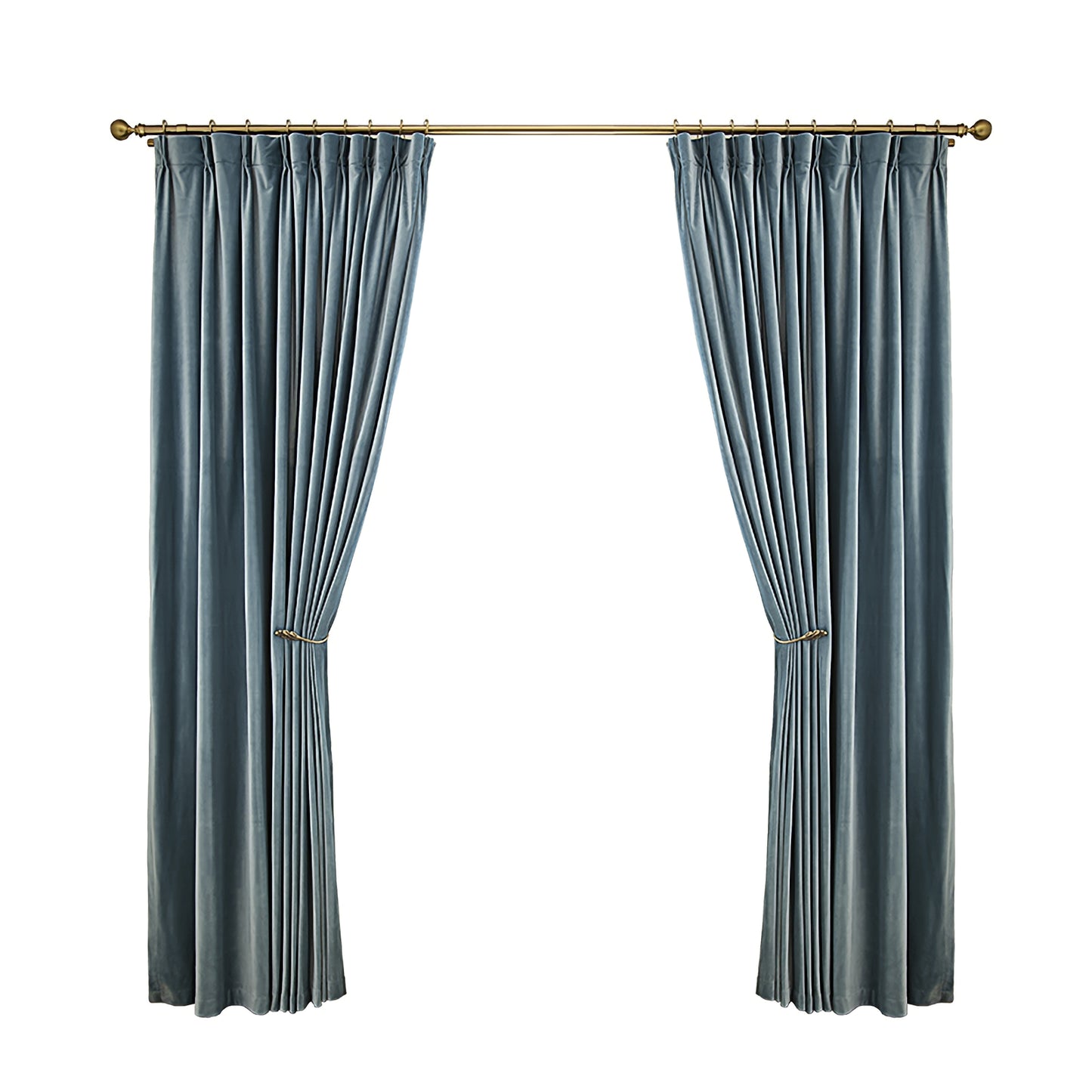 Pair of Powder /Sky Blue Velvet Curtains Fabric, Custom drapes, Custom curtains, window curtain panels, Heavy Weight, Any Size Curtain