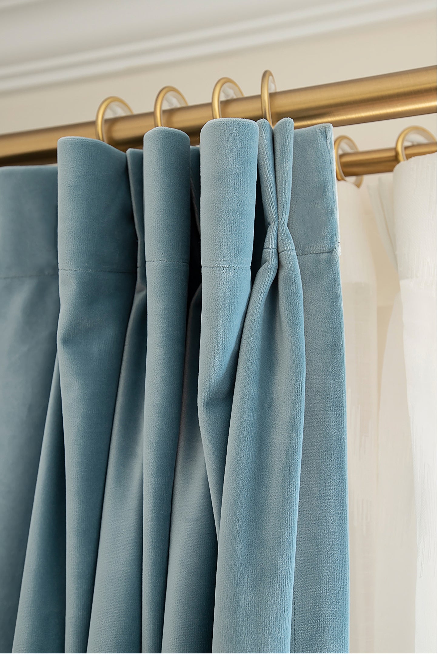 Pair of Powder /Sky Blue Velvet Curtains Fabric, Custom drapes, Custom curtains, window curtain panels, Heavy Weight, Any Size Curtain