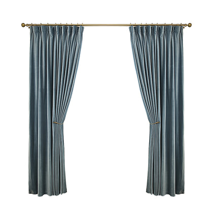 Pair of Powder /Sky Blue Velvet Curtains Fabric,  Custom drapes, Custom curtains, window curtain panels, Heavy Weight, Any Size Curtain